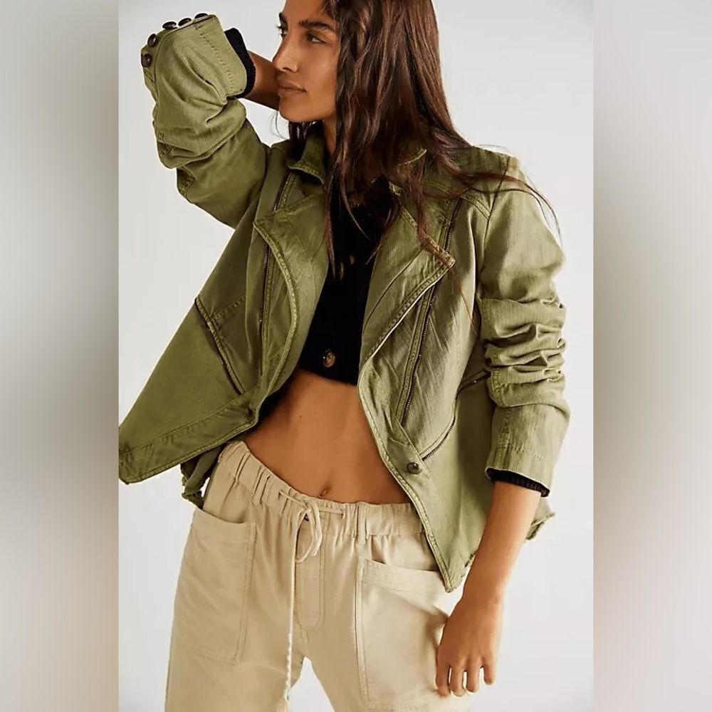 NEW Free People Malika Jacket MILITARY ARMY GREEN